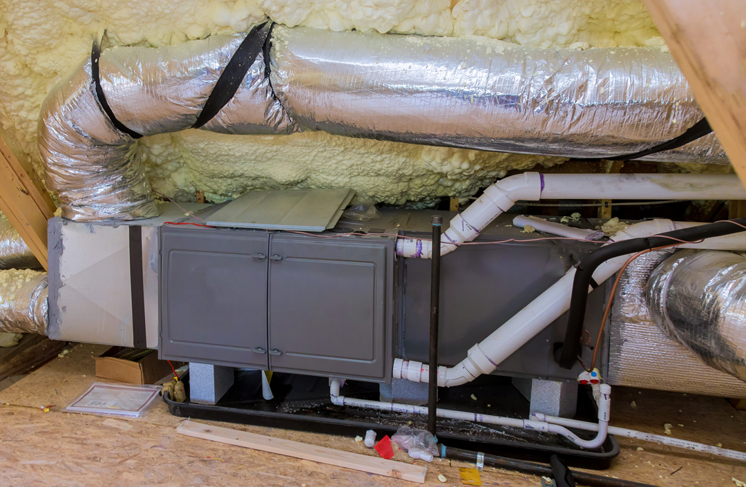 HVAC-System-in-Attic-with-mess-around-it HVAC system in attic with mess around it